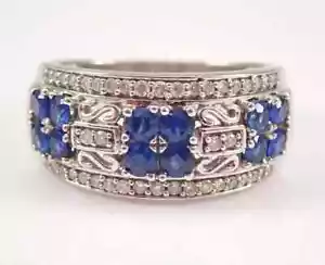 Fede Nuziale Art Deco Zaffiro Creato in Laboratorio Tonda 3Ct Placcato Oro Bianco 14K - Foto 1 di 5