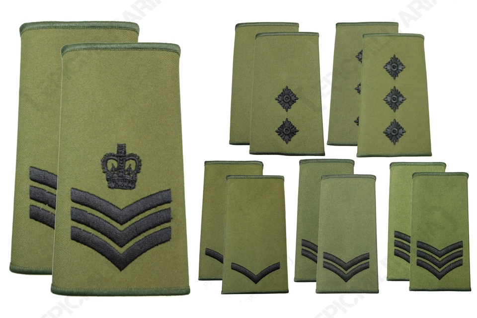 NEW British Army RANK SLIDES Olive Green Military Uniform Patches - Rank Option - Image 1 of 1