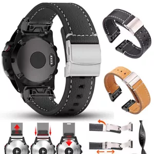 Pulsera de cuero Quickfit para Garmin Fenix 7S 7 7X 6S 6X Pro 5 5X Plus 3HR Epix 965 - Imagen 1 de 13