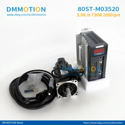220V 730w AC Servo AASD15A NEMA32 3.5N.m 80ST M03520 3meter cable RS485 RS232 - Image 1 of 3