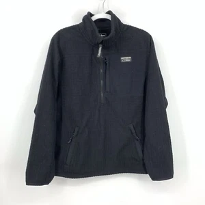 LL Bean Men Size Medium Pullover 1/2 Zip Jacket Black Windproof Fleece Top - Picture 1 of 7