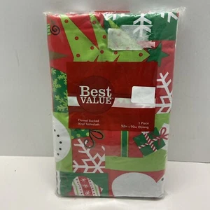 Best Value Flannel Backed Tablecloth 52 x 90 Oblong Christmas Design 2008 - Picture 1 of 5