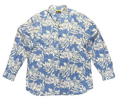 Havana Nines 100% Linen Hawaiian Button Up Floral Print Shirt Mens XL Beachwear - Image 1 of 4