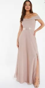 ♡Atemberaubendes 'Quiz' Champagner funkelnder Glitzer Bardot Maxikleid brandneu mit Etikett NEU♡ - Bild 1 von 7