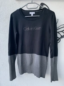 CALVIN KLEIN Pullover Damen Strickpullover Feinstrick Gr. S schwarz grau TOP - Bild 1 von 8