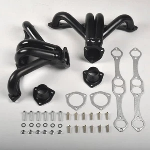 CHEVY/GMC 283 327 350 383 400 BLOCK HUGGER STRAIGHT PLUG STYLE HEADERS BLACK - Picture 1 of 6
