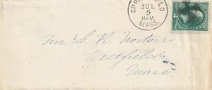 USA cover sent from Springfield MASS to Westfield MASS - Picture 1 of 2