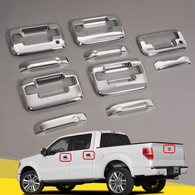Fits 2004-2014 Ford F-150 F150 Chrome 4 Door Handle + Tailgate Handle Covers Foto 1 de 4