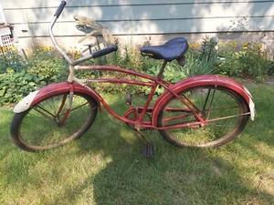 VINTAGE SCHWINN MAJESTIC BICYCLE RED BIKE CHICAGO 26" NICE COLLECTOR PIECE - Picture 1 of 12
