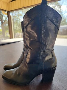 Antonio Melani Hoss Size 9M Women’s Black Leather High Heeled Western Boots - Picture 1 of 11