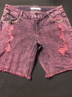 Bullhead короткие женщин/искусственно состаренный Sz.7 хлопок черный/красный/черный джинсовой ткани кислоты стирка M.Rise - Изображение 1 из 4