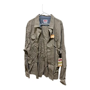 new WRANGLER mens western Shirt XXXL Beige khaki 3xl long Sleeve button down - Picture 1 of 7