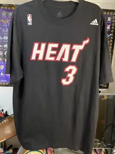 Dwyane Wade #3 Miami Heat NBA Adidas Black Jersey Style T-Shirt Men's XL - Picture 1 of 5