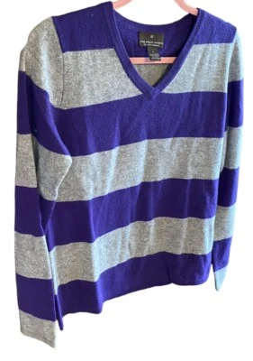 Suéter para mujer Fenn Wright Manson a rayas 100 % cachemir púrpura gris talla L Foto 1 de 4