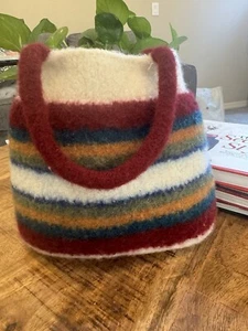 Knit Wool Women's Handbag Tote Bucket Shoulder Bag - Picture 1 of 5