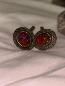 Authentic Mexican FIRE Opal Cufflinks. - Picture 1 of 4