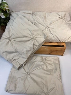 Full/Queen Diamond Pin Tuck Beige Microfiber Duvet Cover w/Shams Great Bay - Image 1 of 4