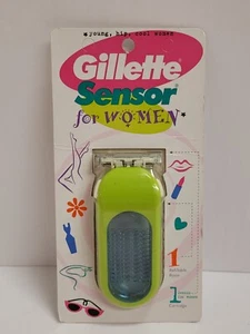 Gillette Sensor Excel Women Handle Shaver Razor w/ ONE BLADE NOS 1997 Green Blue - Picture 1 of 4