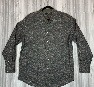 Murano Liquid Luxury Masculino XL Paisley Estampa Total Manga Longa Botão para Cima - Imagem 1 de 4