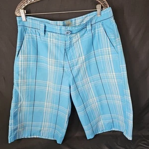 VINTAGE royalblaue Shorts Herren 38 blau/weiß kariert Baggy Baumwolle Skater locker Y2K - Bild 1 von 7