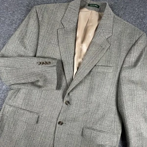 Lauren Ralph Lauren Blazer Mens 44R Beige Herringbone Wool Sport Coat Jacket - Picture 1 of 19