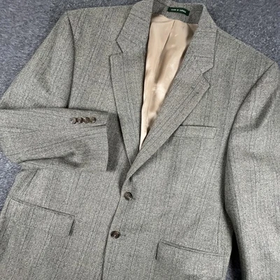 Lauren Ralph Lauren Blazer Mens 44R Gray Herringbone Wool Sport Coat Jacket - Image 1 of 4