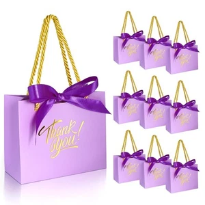 Gift Bags 30 Pack Small Kraft Paper Bags w/ Handles 5.5 x 2.4 x 4.7 Inch Purple - Picture 1 of 6