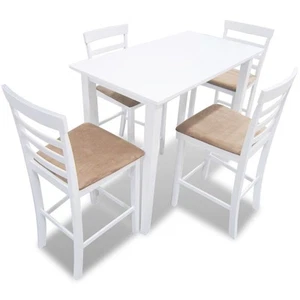 Set conjunto mesa de bar madera 4 sillas comedor cocina Blanco/Marrón vidaXL - Imagen 1 de 20