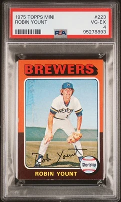 1975 TOPPS MINI #223 ROBIN YOUNT ROOKIE RC PSA 4 - Image 1 of 2