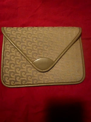 BOLSO DE MANO BOLSO PLANO VINTAGE PIERRE CARDIN LOGO MARRÓN ¡USADO EN EXCELENTE ESTADO! Foto 1 de 4