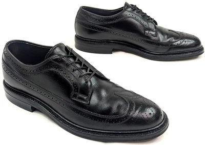 Vtg Johnston Murphy Shell Cordovan Leather Aristocraft Wingtip Shoe Men 10 Black - Image 1 of 4