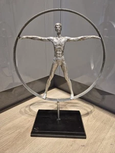 Vitruvian Man By Leonardo Da Vinci Male Nude Cold Cast Bronze & Resin Statue - Picture 1 of 12