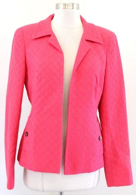 Nina McLemore 女式珊瑚几何纹理开襟西装外套 4 码 — 第 1/4 张图片