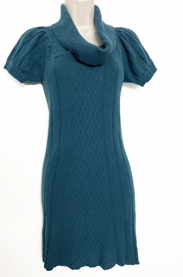 Vestido túnica suéter Charter Club 100 % cachemir cuello capucha mujer verde azulado XS Foto 1 de 4