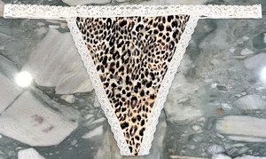 NUEVO Victoria Secret The Lacie Lace Panty Tanga en V - Champagne Leopard - XL - Imagen 1 de 5
