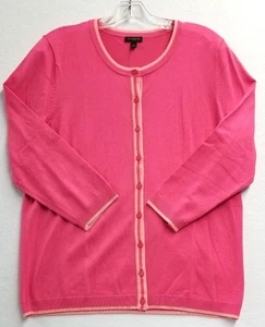 🎀 Talbots Charming Cardigan Sweater ~ Pink Cotton Blend ~ Size Large NWT - Picture 1 of 4