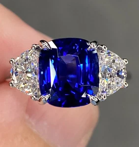 Royal Blue Tanzanite Ring Statement Ring Engagement & Anniversary Gift For Her - Picture 1 of 5