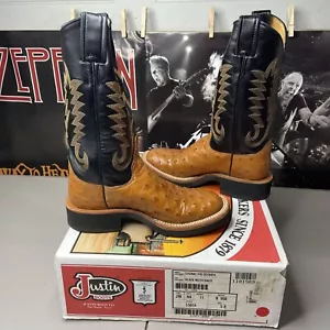 Botas Justin Full Quill Avestruz En Coñac Para Mujer 5 B Negro Westerner L5014 - Imagen 1 de 10