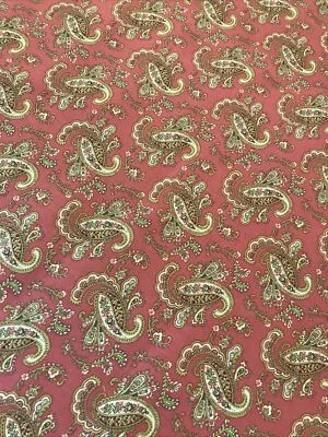 Bonita tela de cachemira Waverly 100 % algodón rosa verde flores 1 1/2 yardas 54"" Foto 1 de 4