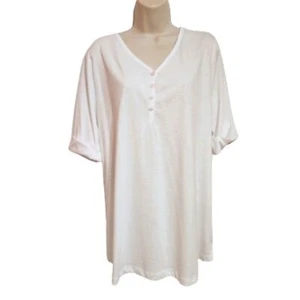 Karen Scott | NEW Button Front Button Tab Sleeve Knit Essential Top White XL - Picture 1 of 8