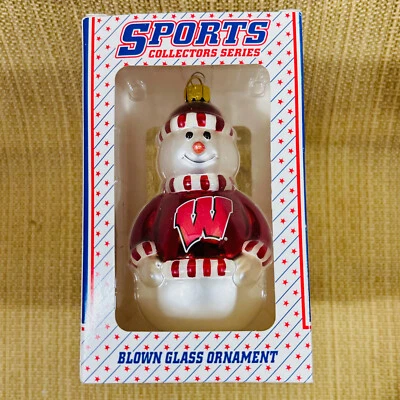 University Of Wisconsin Snowman Blown Glass Ornament Sports Collector Series - Image 1 of 4