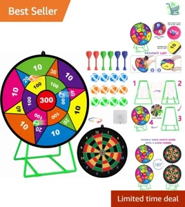 Large Double-Sided Kids Dart Board Set with Sticky Balls - Safe Fun for Ages ... - Picture 1 of 9