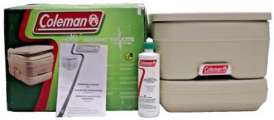 Coleman Portable Flush Toilet 3.2 加仑 Camping Gear 827-802T + 储油槽除臭止汗剂 — 第 1/4 张图片