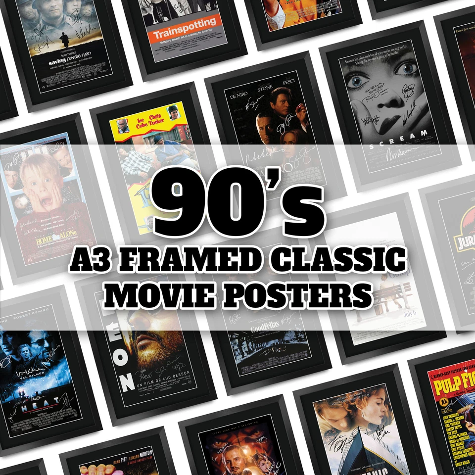90s Classic Movie Posters Framed Vintage Retro Film Prints High-Quality Wall Art - Bild 1 von 1