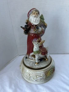 Elements Porcelain Musical Santa Statue Decor North Pole Christmas Reindeer - Picture 1 of 6
