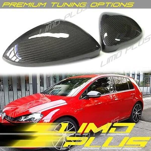 Real Carbon Fiber Mirror Cover Caps Replace for VW Golf MK7 MK7.5 GTI R TDI TSI - Picture 1 of 8
