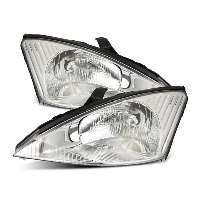 Par de montaje de faros de cristal cromado para Ford Focus 2000-2004 Foto 1 de 4
