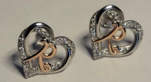 Solid Sterling Silver 925 - Heart Shape Earrings R -  2.3 g - Picture 1 of 2