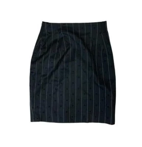 VTG 80s 90s GIANNI VERSACE BLACK WHITE PINSTRIPE HIGH WAISTED MINI SKIRT XS 6 - Picture 1 of 5