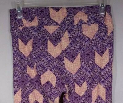 New LuLaRoe Tall & Curvy Leggings Purple With Pink & Yellow Diamond & Chevron - Image 1 of 4